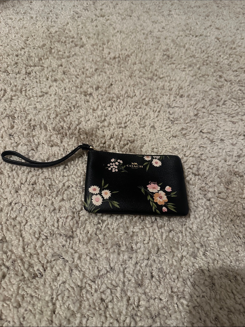 Coach Black Floral Wristlet Card Holder